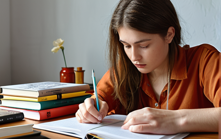 ** A person studying with the Pomodoro Technique, showing a focused individual with a timer, books, and study materials. The environment should be conducive to studying (e.g., a desk with minimal distractions).
**